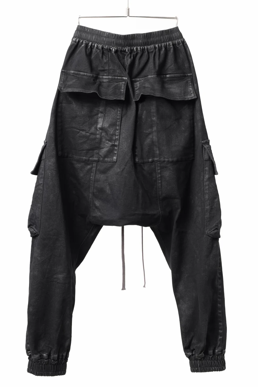 A.F ARTEFACT COATED EASY SARROUEL CARGO PANTS / HI-STRETCH DENIM (BLACK) - Image 12