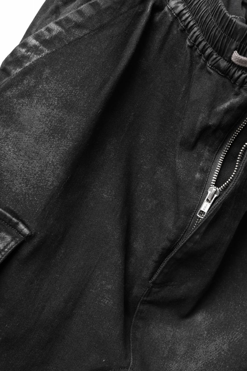 A.F ARTEFACT COATED EASY SARROUEL CARGO PANTS / HI-STRETCH DENIM (BLACK) - Image 19