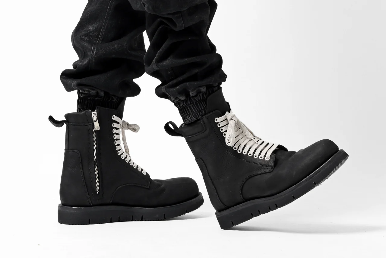 A.F ARTEFACT COATED EASY SARROUEL CARGO PANTS / HI-STRETCH DENIM (BLACK) - Image 27