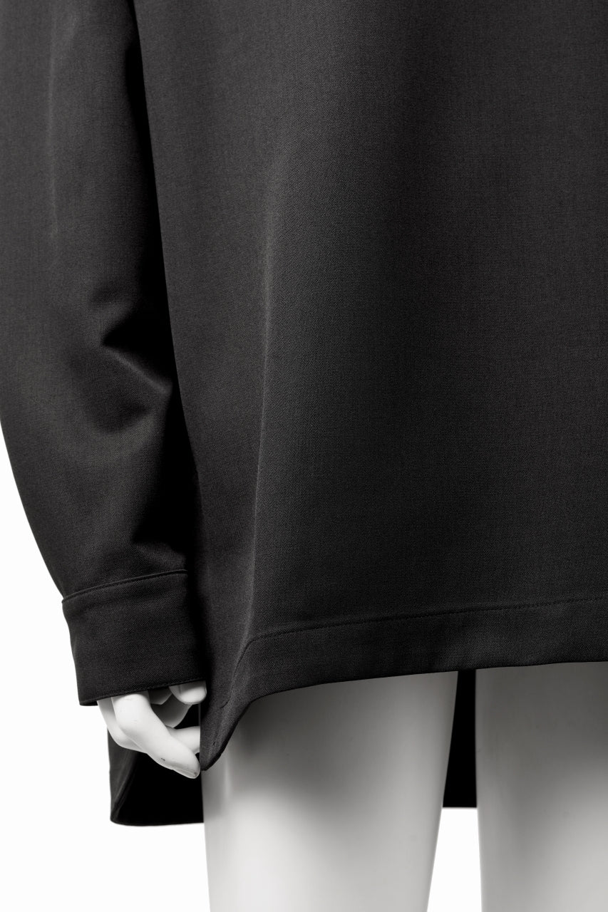 A.F ARTEFACT COLLARLESS SHIRT TOPS / PLAIN WEAVE (BLACK) - Image 3