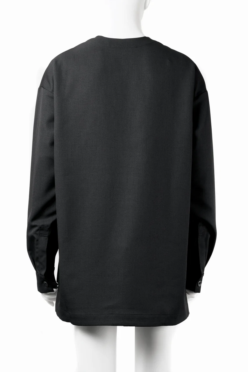 A.F ARTEFACT COLLARLESS SHIRT TOPS / PLAIN WEAVE (BLACK) - Image 6