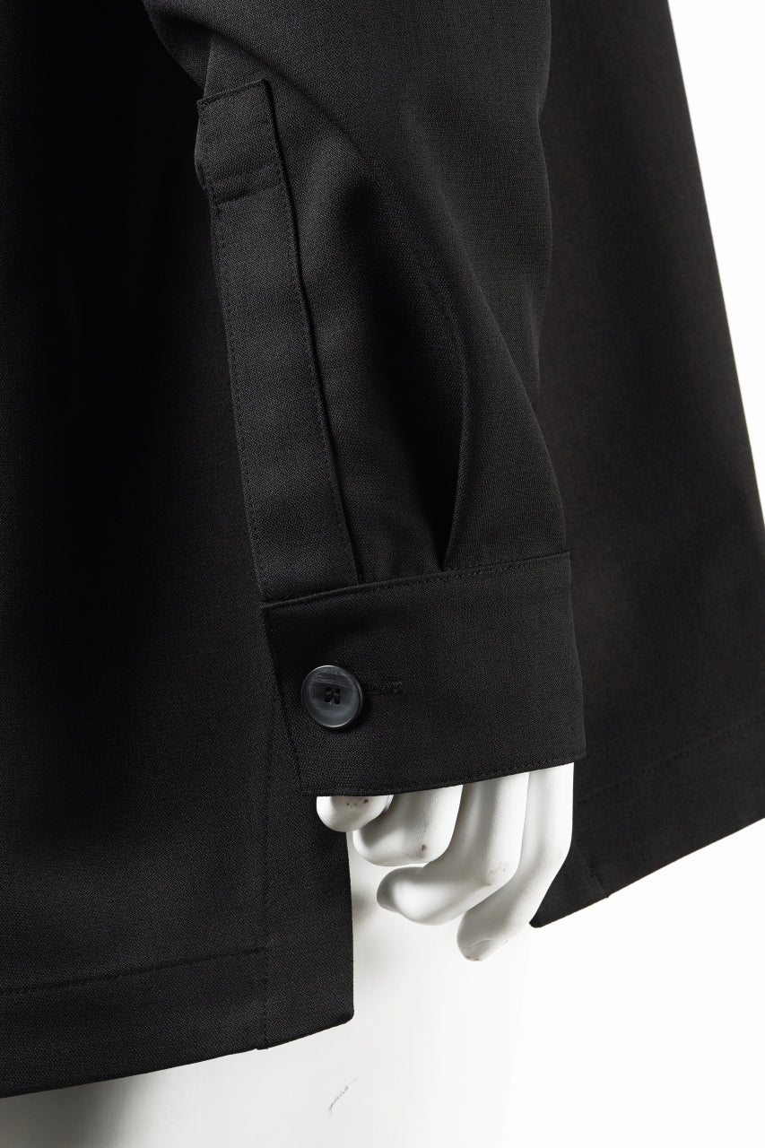 A.F ARTEFACT COLLARLESS SHIRT TOPS / PLAIN WEAVE (BLACK) - Image 7