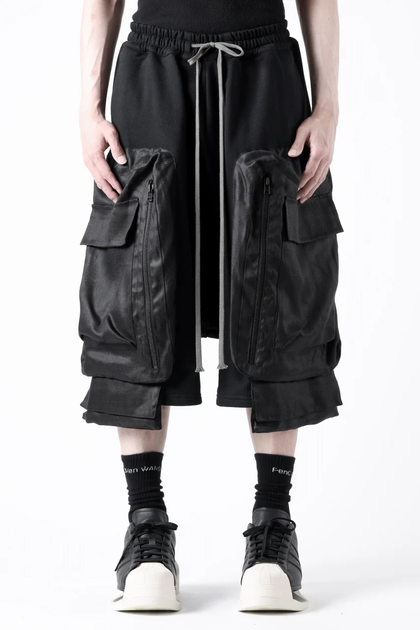 A.F ARTEFACT COMBINED DROPCROTCH CARGO SHORTS (BLACK) - Image 2