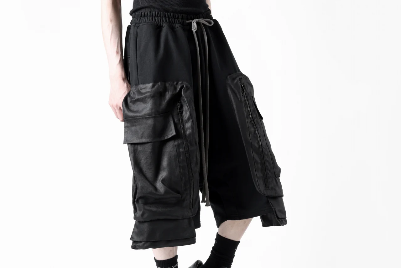 A.F ARTEFACT COMBINED DROPCROTCH CARGO SHORTS (BLACK) - Image 27