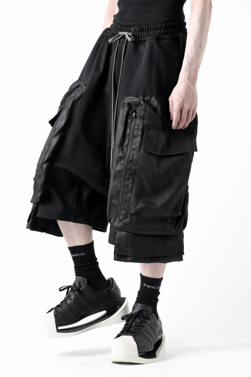 A.F ARTEFACT COMBINED DROPCROTCH CARGO SHORTS (BLACK) - Image 5