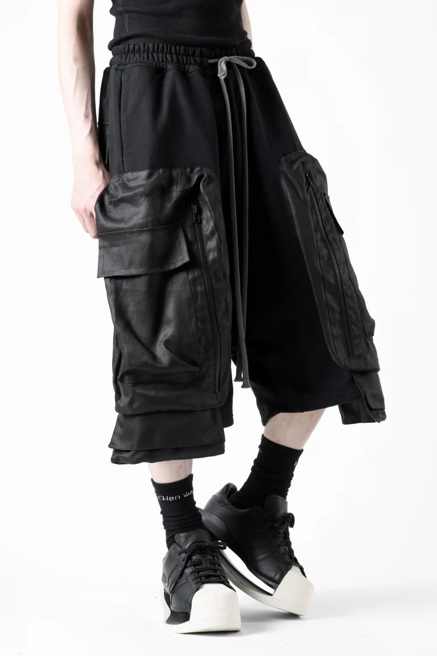 A.F ARTEFACT COMBINED DROPCROTCH CARGO SHORTS (BLACK) - Image 7