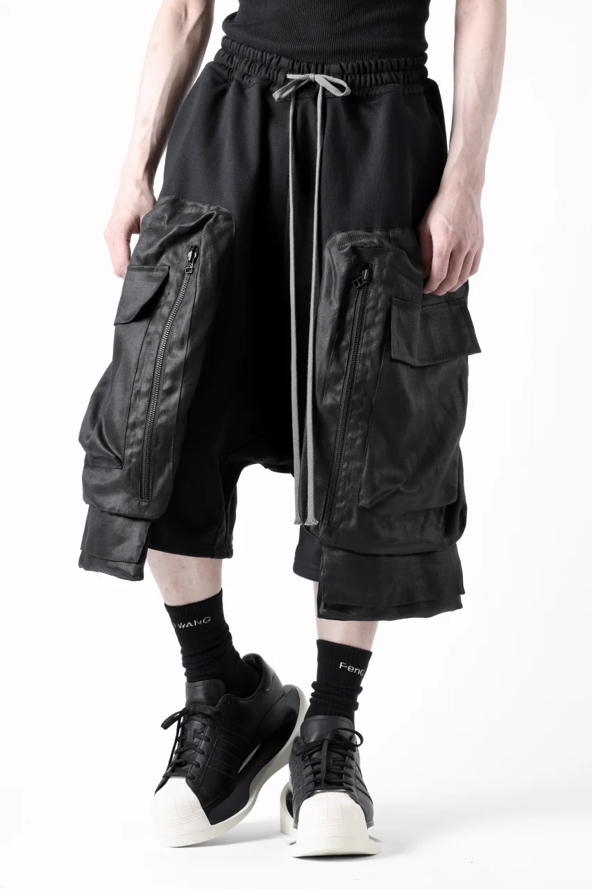 A.F ARTEFACT COMBINED DROPCROTCH CARGO SHORTS (BLACK) - Image 8