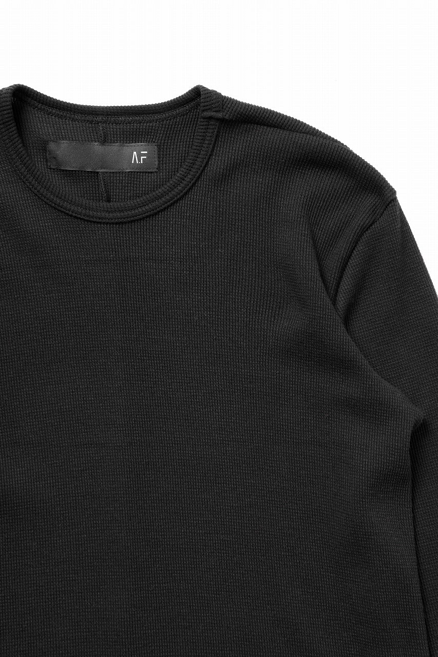 A.F ARTEFACT CREW NECK TOP / WAFFLE KNIT JERSEY (BLACK) - Image 4