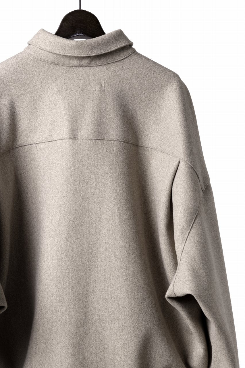 A.F ARTEFACT CROPPED SHIRT JACKET / KNIT JERSEY (BEIGE) - Image 11