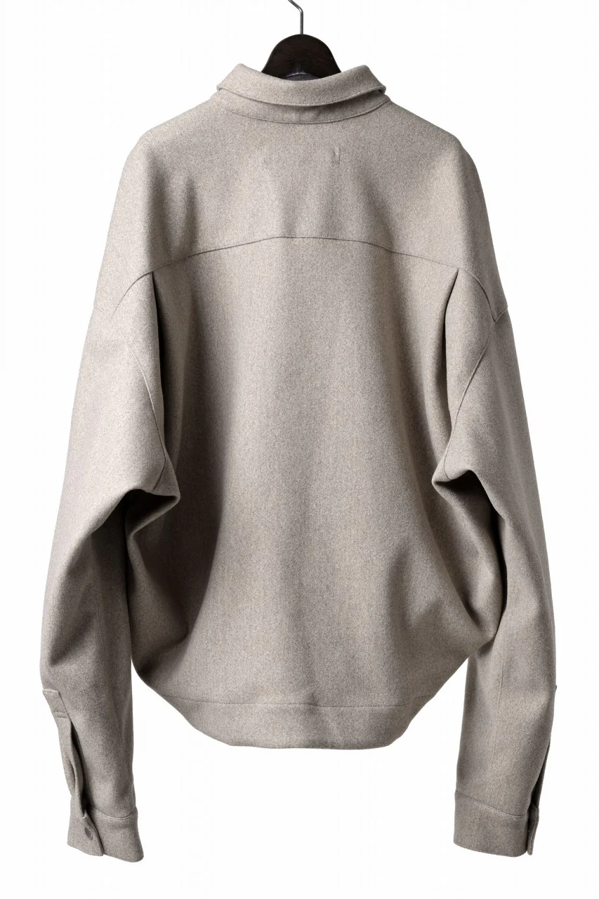 A.F ARTEFACT CROPPED SHIRT JACKET / KNIT JERSEY (BEIGE) - Image 3
