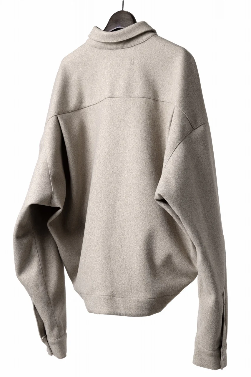 A.F ARTEFACT CROPPED SHIRT JACKET / KNIT JERSEY (BEIGE) - Image 4