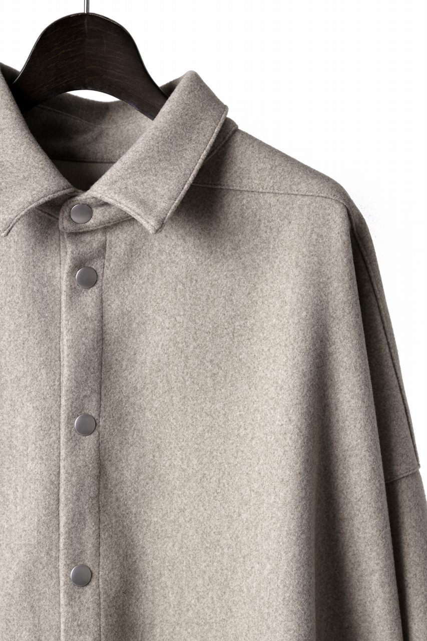 A.F ARTEFACT CROPPED SHIRT JACKET / KNIT JERSEY (BEIGE) - Image 5