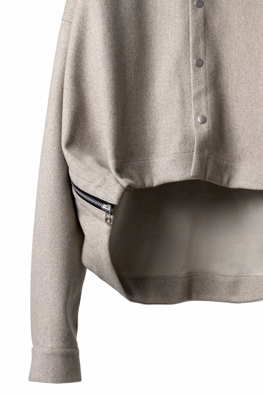 A.F ARTEFACT CROPPED SHIRT JACKET / KNIT JERSEY (BEIGE) - Image 6