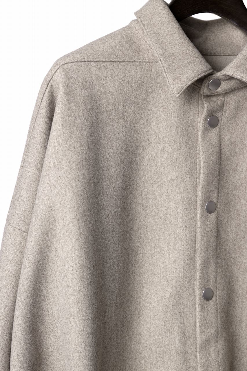 A.F ARTEFACT CROPPED SHIRT JACKET / KNIT JERSEY (BEIGE) - Image 7