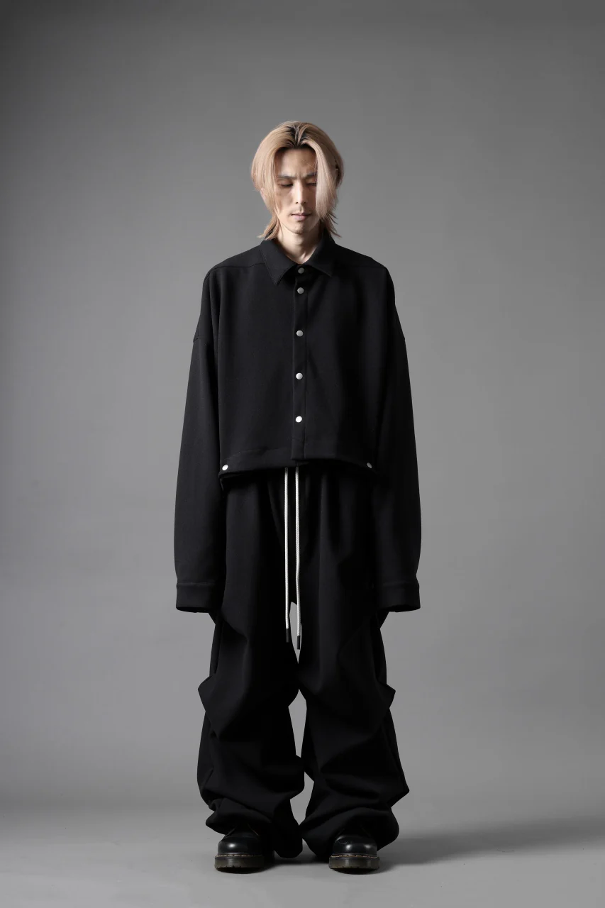 A.F ARTEFACT CROPPED SHIRT JACKET / KNIT JERSEY (BLACK) - Image 10