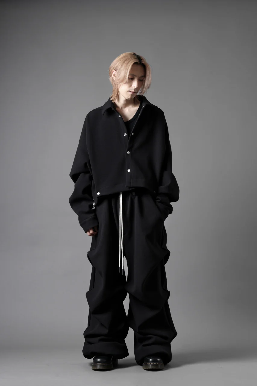 A.F ARTEFACT CROPPED SHIRT JACKET / KNIT JERSEY (BLACK) - Image 15
