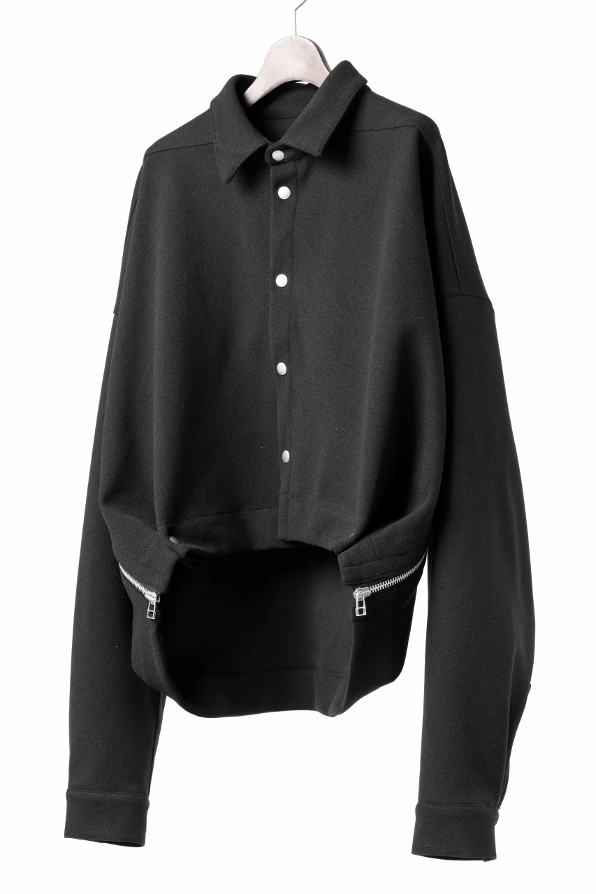 A.F ARTEFACT CROPPED SHIRT JACKET / KNIT JERSEY (BLACK) - Image 2
