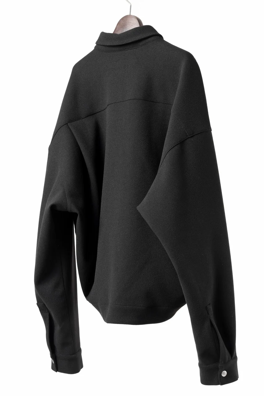 A.F ARTEFACT CROPPED SHIRT JACKET / KNIT JERSEY (BLACK) - Image 4