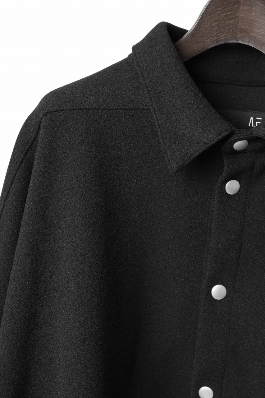 A.F ARTEFACT CROPPED SHIRT JACKET / KNIT JERSEY (BLACK) - Image 7