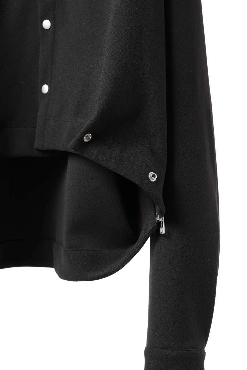 A.F ARTEFACT CROPPED SHIRT JACKET / KNIT JERSEY (BLACK) - Image 9
