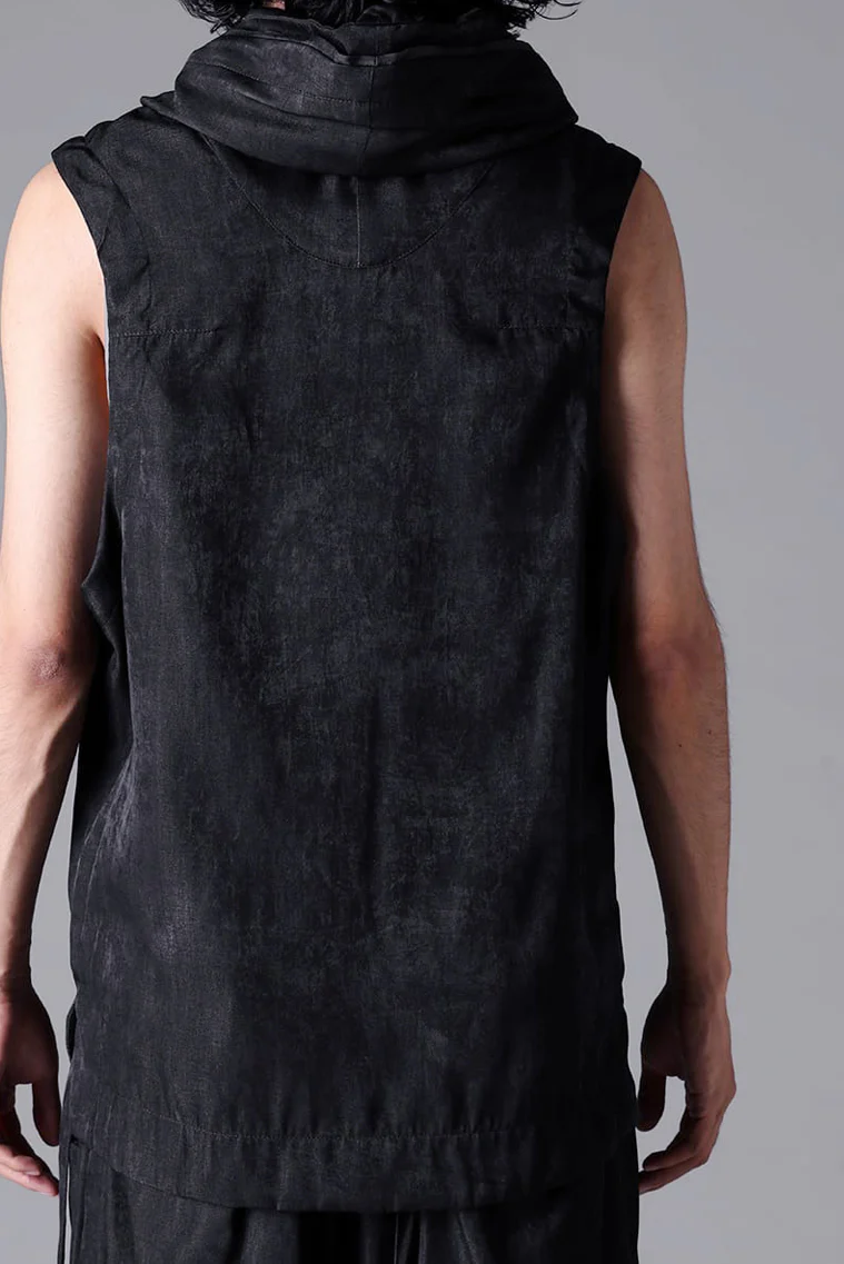 A.F ARTEFACT CROSS ZIP VEST / UNEVEN TEXTURE (BLACK) - Image 11