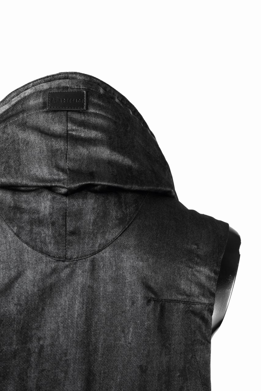 A.F ARTEFACT CROSS ZIP VEST / UNEVEN TEXTURE (BLACK) - Image 8