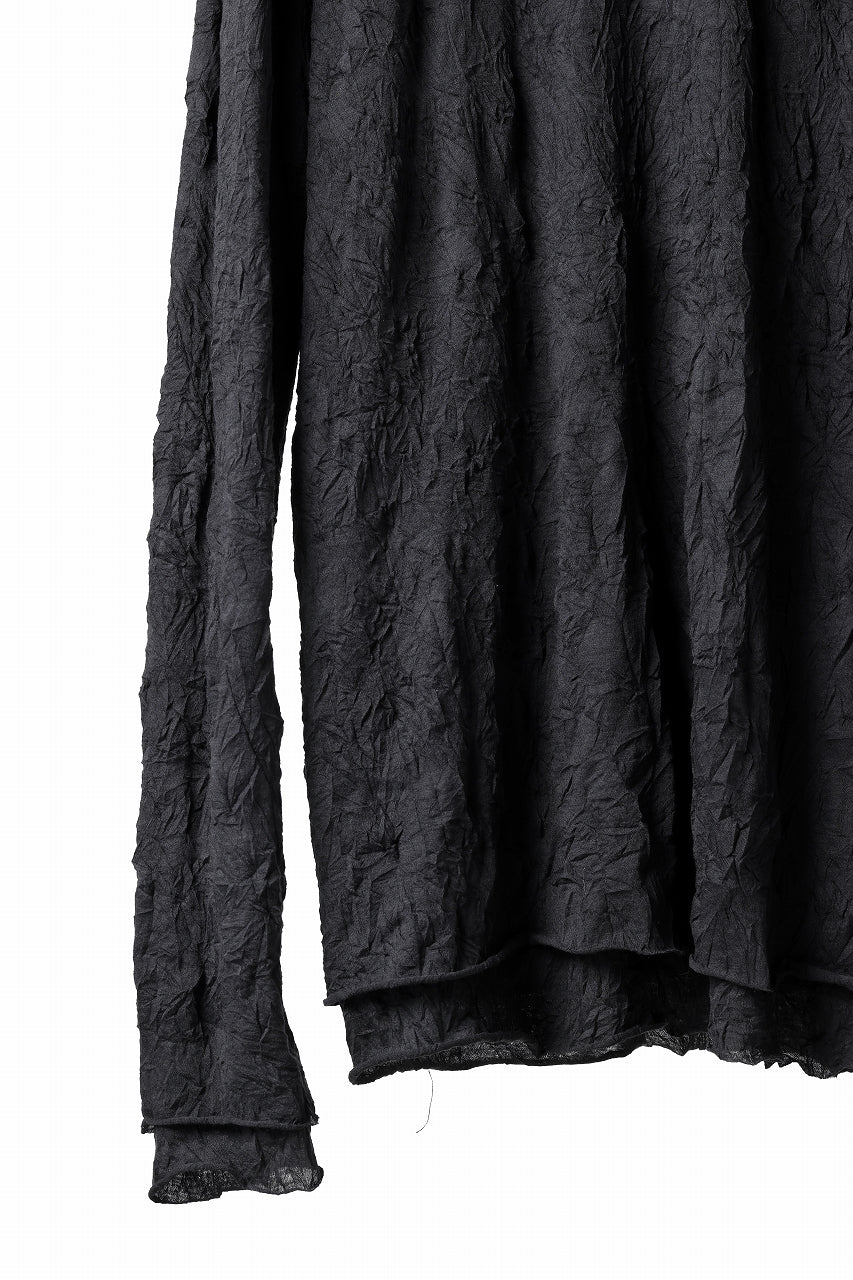 A.F ARTEFACT "CRUMPLE" DOUBLE LAYER L/S TOPS (BLACK×BLACK) - Image 5