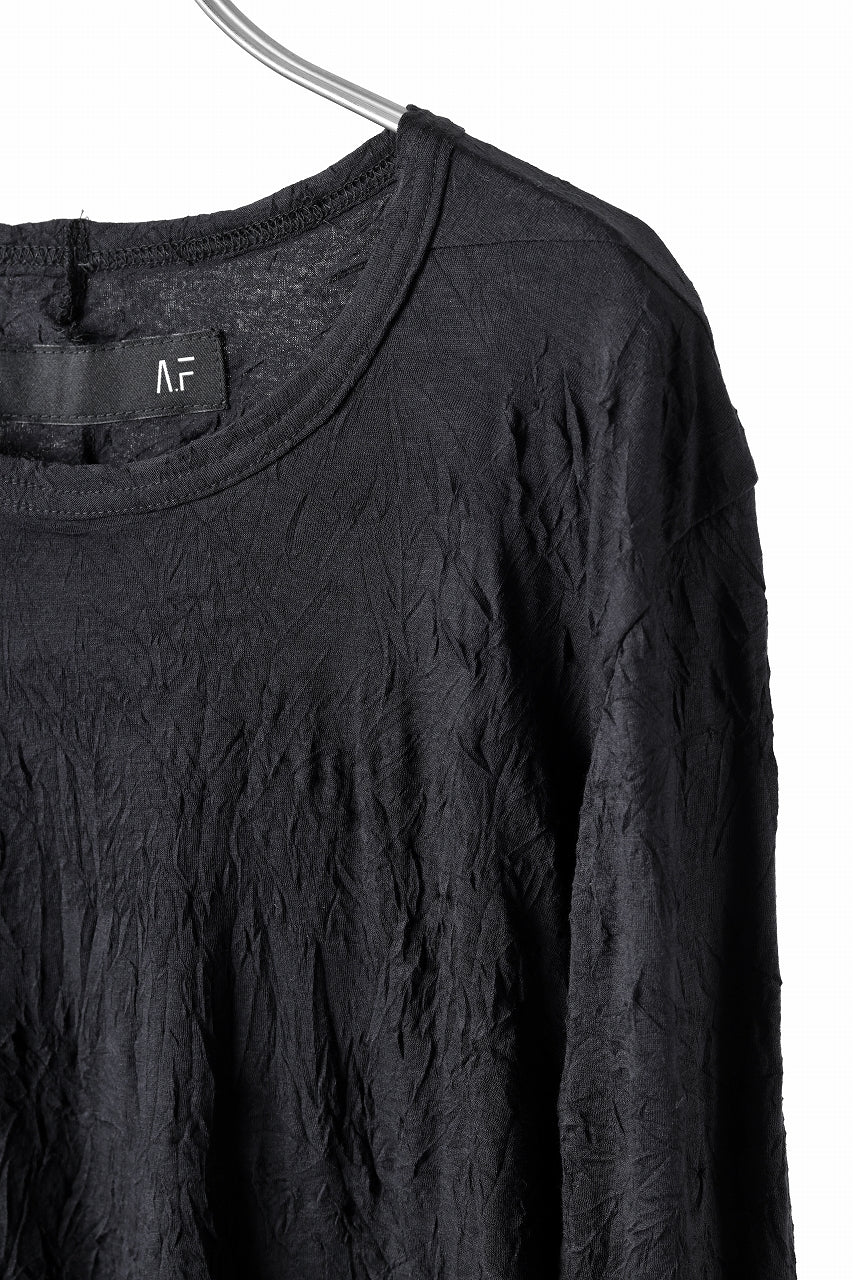A.F ARTEFACT "CRUMPLE" DOUBLE LAYER L/S TOPS (BLACK×BLACK) - Image 6