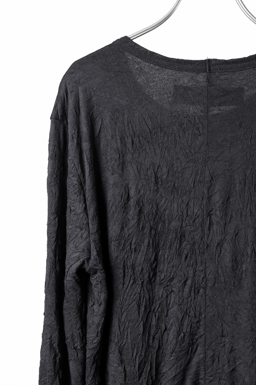 A.F ARTEFACT "CRUMPLE" DOUBLE LAYER L/S TOPS (BLACK×BLACK) - Image 8