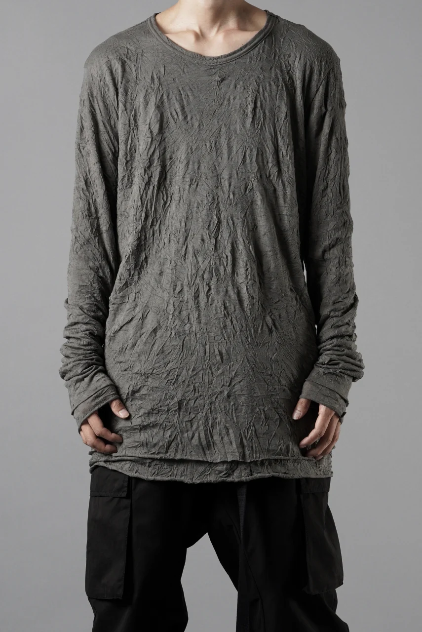 A.F ARTEFACT CRUMPLE DOUBLE LAYER L/S TOPS (GREY x GREY) - Image 12