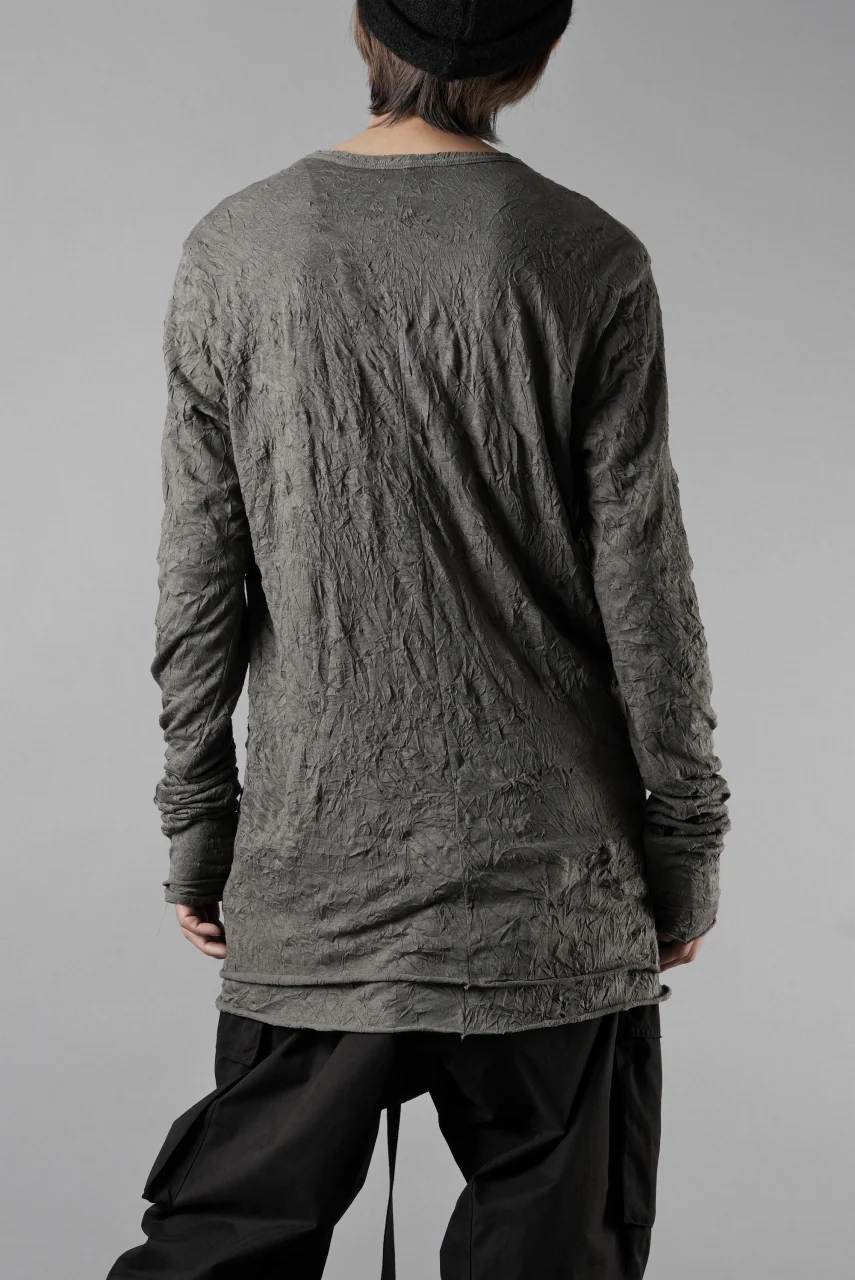 A.F ARTEFACT CRUMPLE DOUBLE LAYER L/S TOPS (GREY x GREY) - Image 13