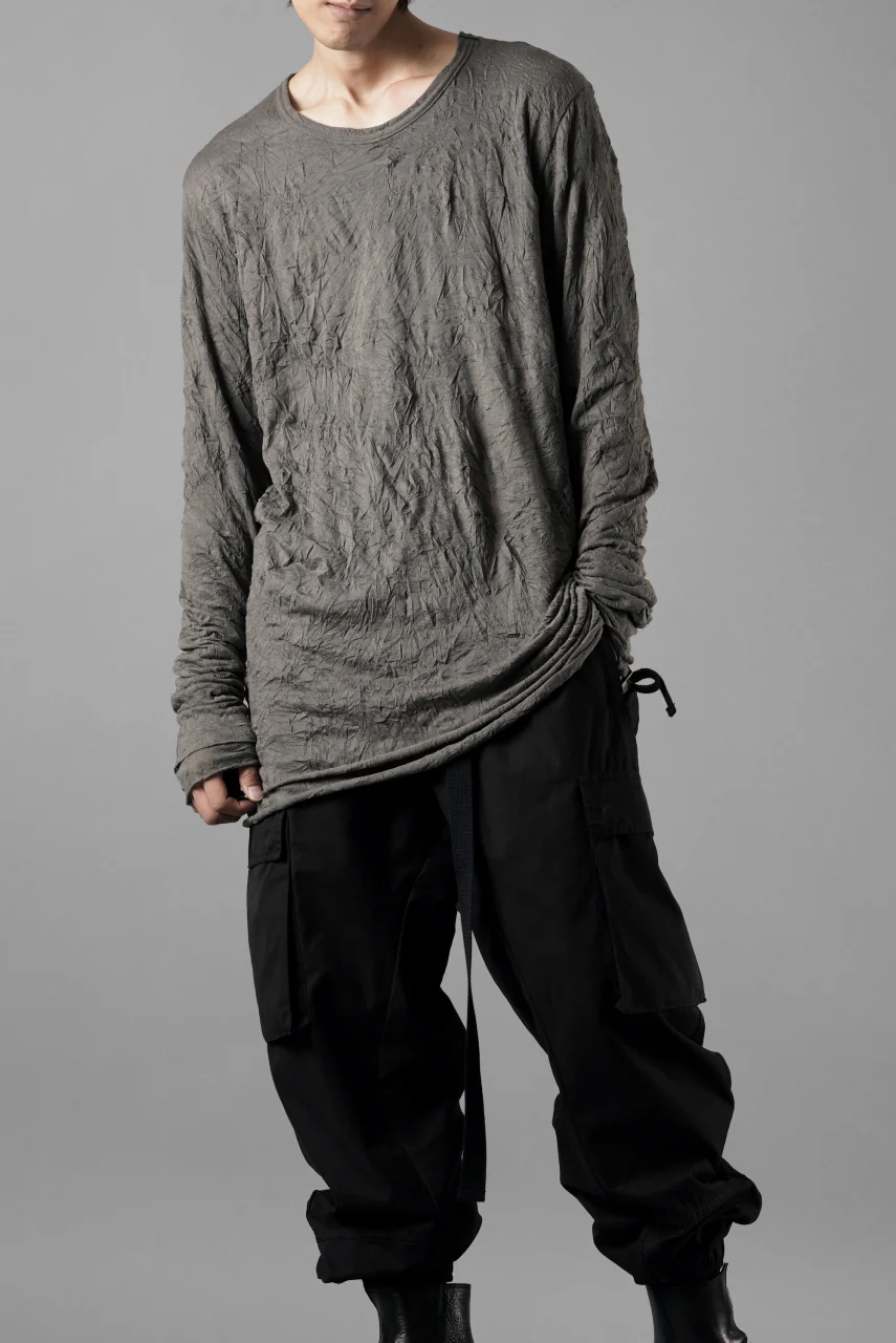 A.F ARTEFACT CRUMPLE DOUBLE LAYER L/S TOPS (GREY x GREY) - Image 14