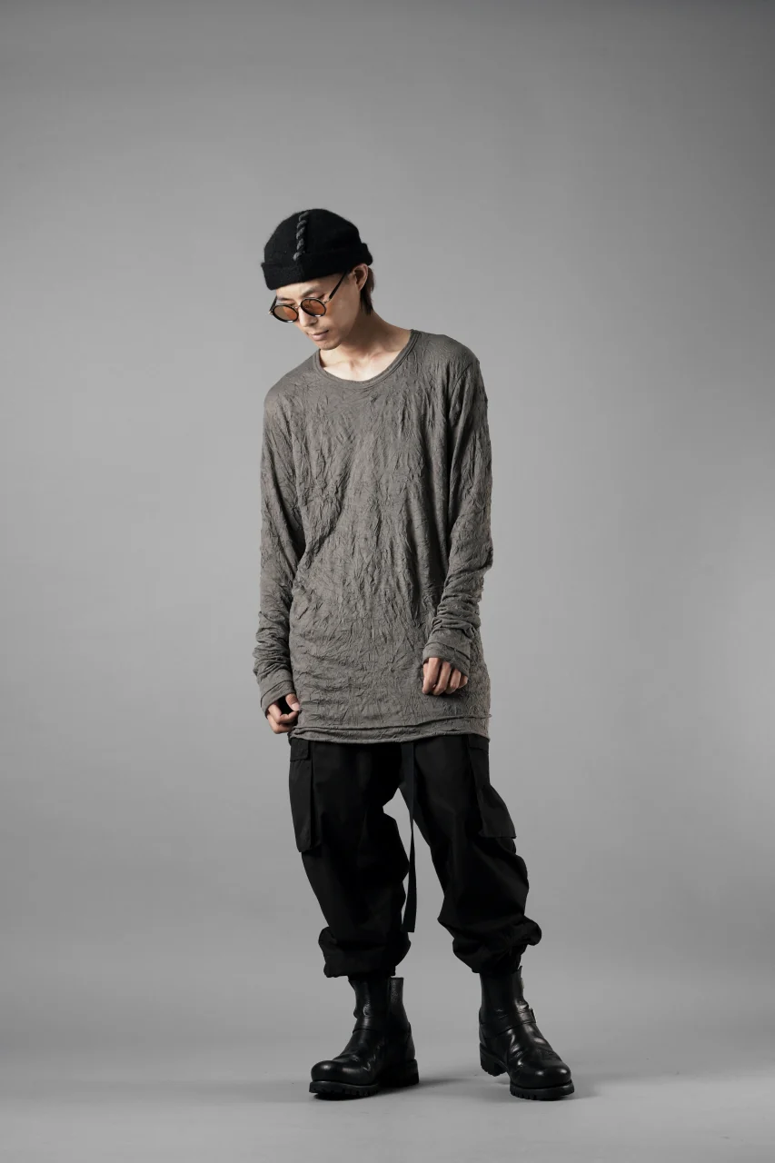 A.F ARTEFACT CRUMPLE DOUBLE LAYER L/S TOPS (GREY x GREY) - Image 17