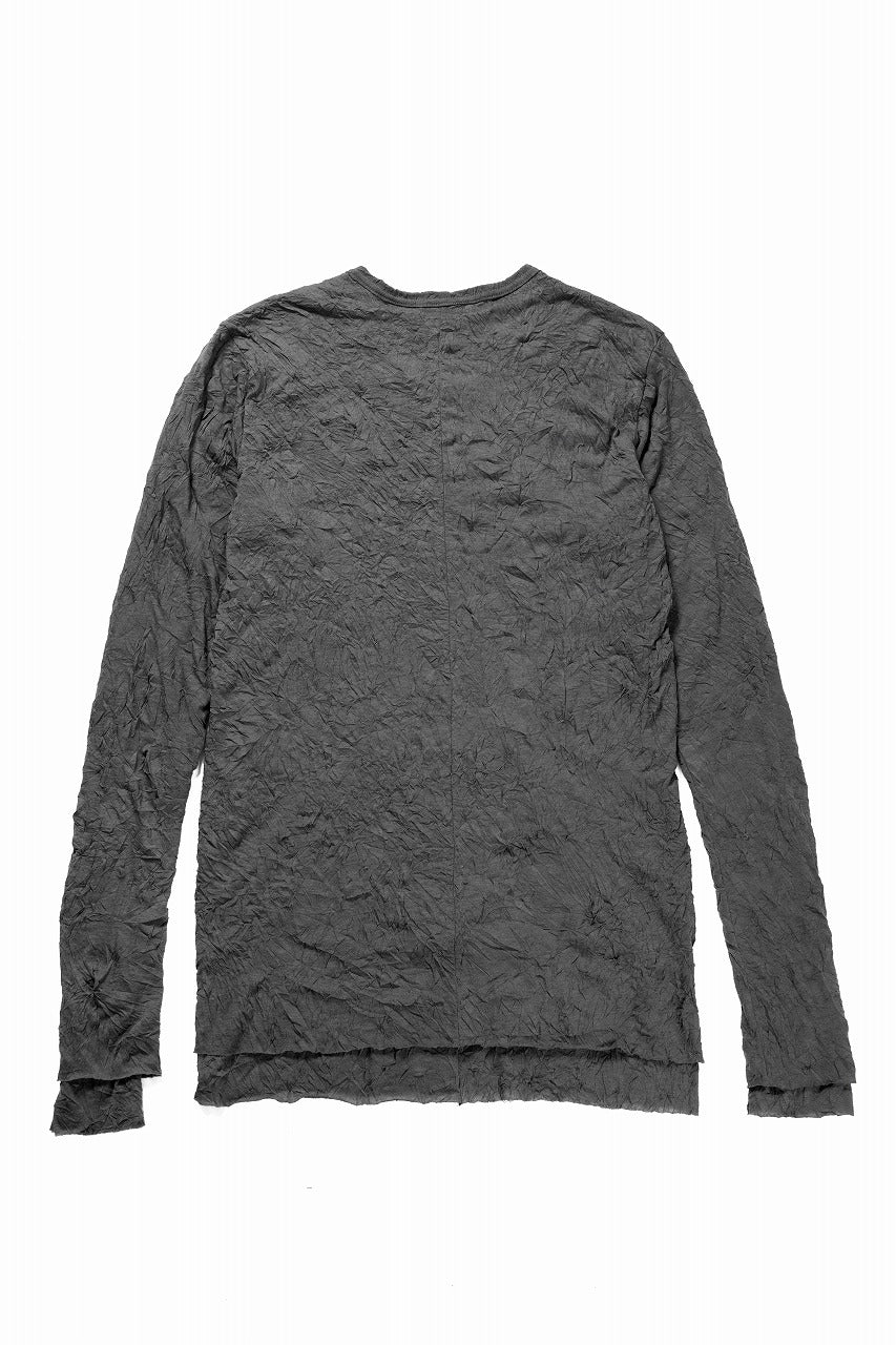 A.F ARTEFACT CRUMPLE DOUBLE LAYER L/S TOPS (GREY x GREY) - Image 3