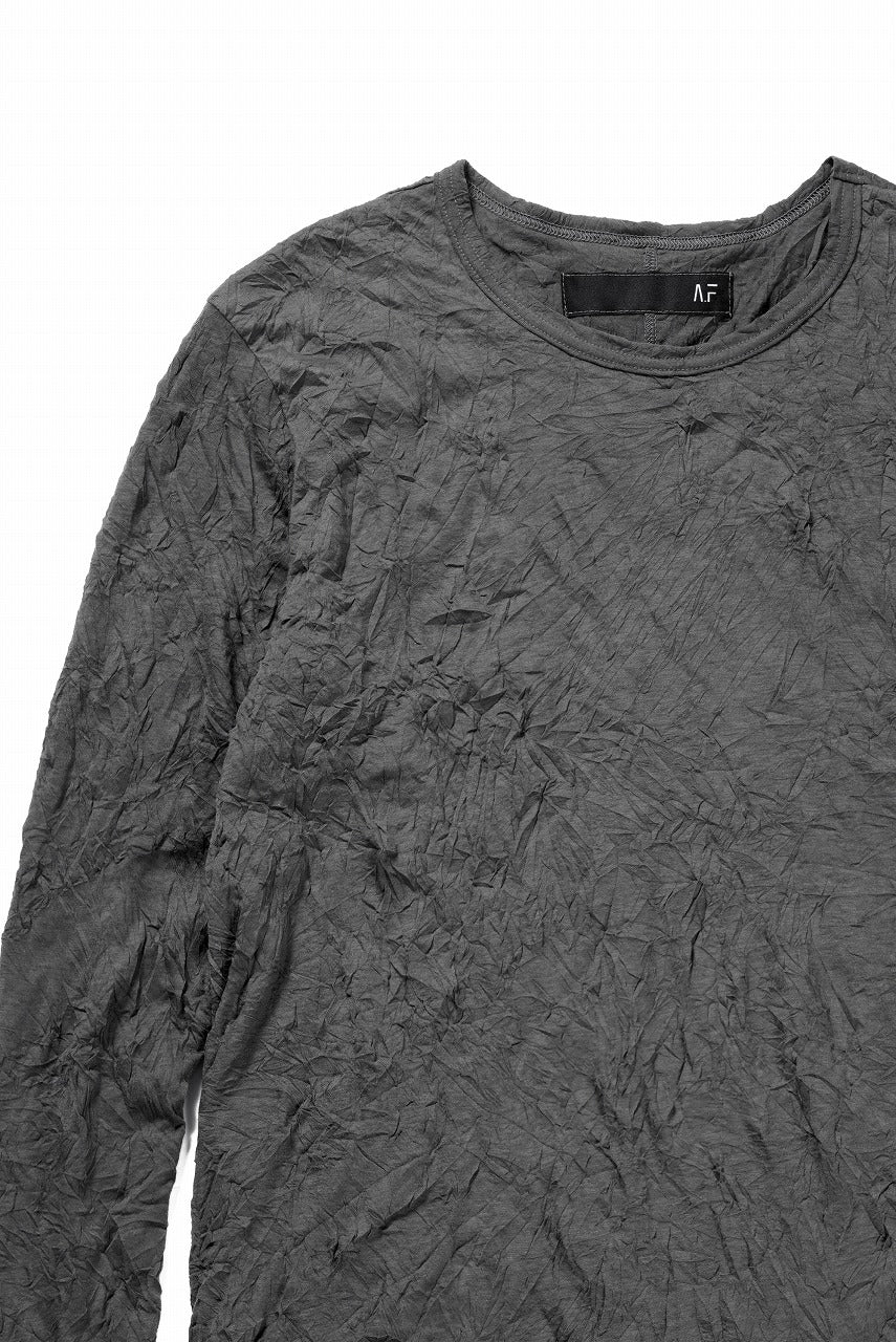 A.F ARTEFACT CRUMPLE DOUBLE LAYER L/S TOPS (GREY x GREY) - Image 4