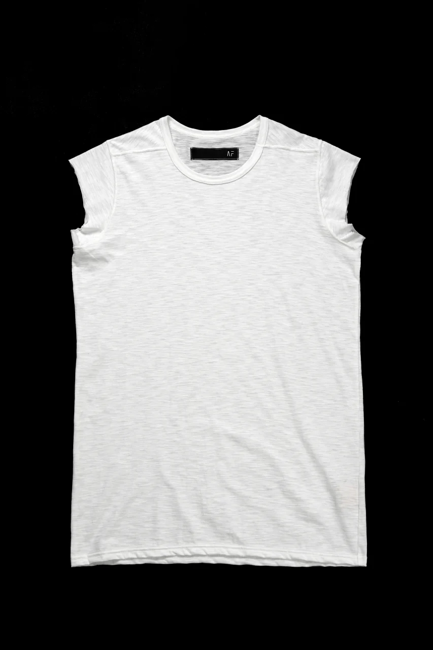 A.F ARTEFACT CUT SLEEVE T-SHIRT / SLAB L.JERSEY (WHITE) - Image 2