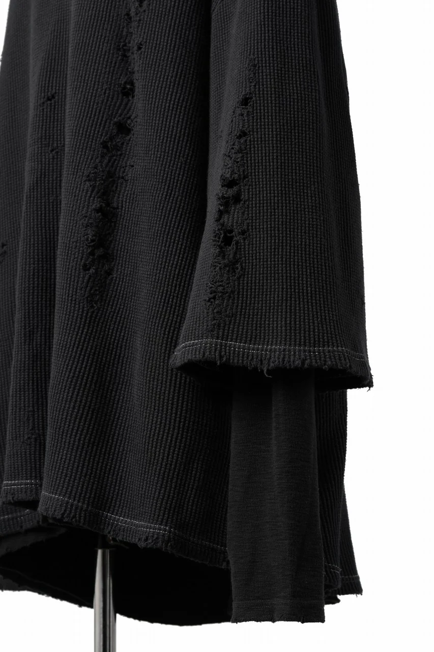 A.F ARTEFACT DAMAGE LAYERED PULLOVER / WAFFLE COTTON JERSEY (BLACK) - Image 10