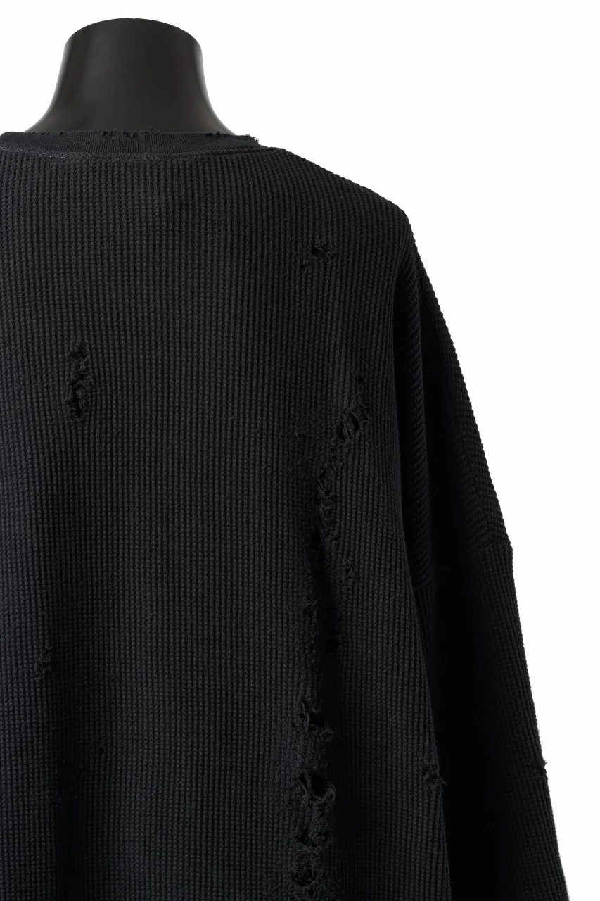 A.F ARTEFACT DAMAGE LAYERED PULLOVER / WAFFLE COTTON JERSEY (BLACK) - Image 12
