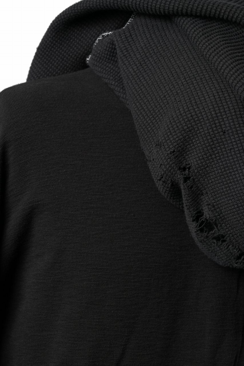 A.F ARTEFACT DAMAGE LAYERED PULLOVER / WAFFLE COTTON JERSEY (BLACK) - Image 15