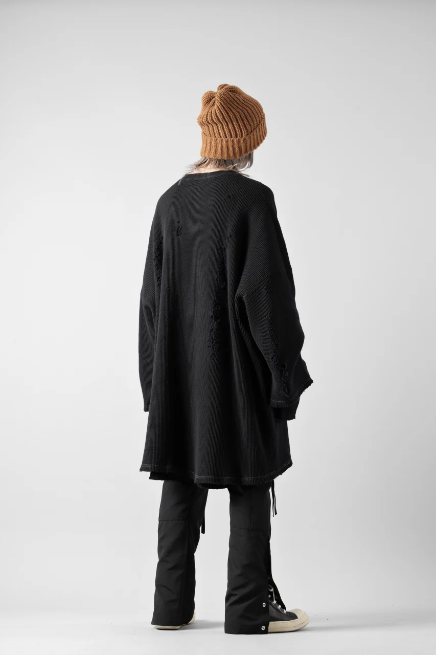 A.F ARTEFACT DAMAGE LAYERED PULLOVER / WAFFLE COTTON JERSEY (BLACK) - Image 21