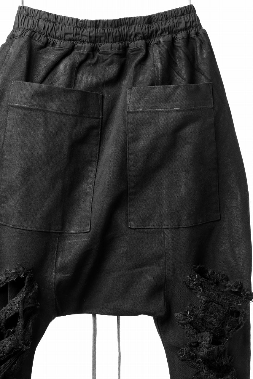 A.F ARTEFACT DISTRESSED SARROUEL SKINNY PANTS / COATING STRETCH DENIM (BLACK) - Image 10