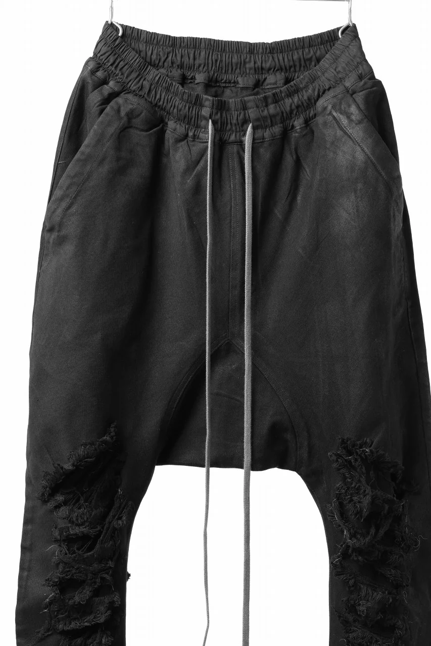 A.F ARTEFACT DISTRESSED SARROUEL SKINNY PANTS / COATING STRETCH DENIM (BLACK) - Image 4