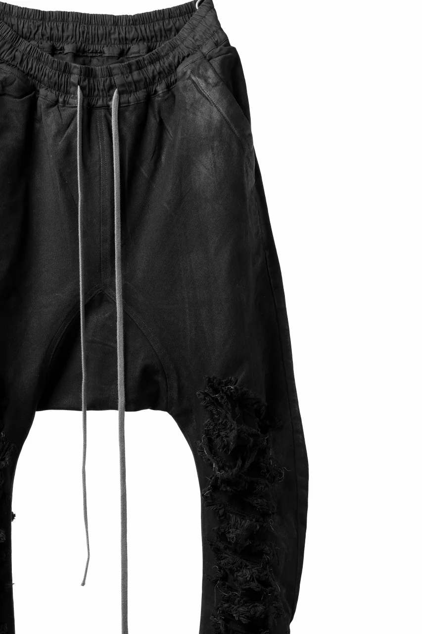 A.F ARTEFACT DISTRESSED SARROUEL SKINNY PANTS / COATING STRETCH DENIM (BLACK) - Image 5