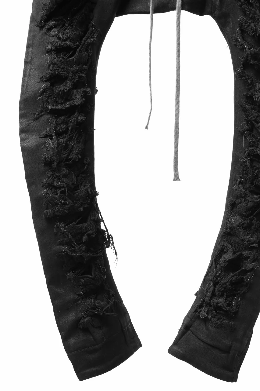 A.F ARTEFACT DISTRESSED SARROUEL SKINNY PANTS / COATING STRETCH DENIM (BLACK) - Image 6