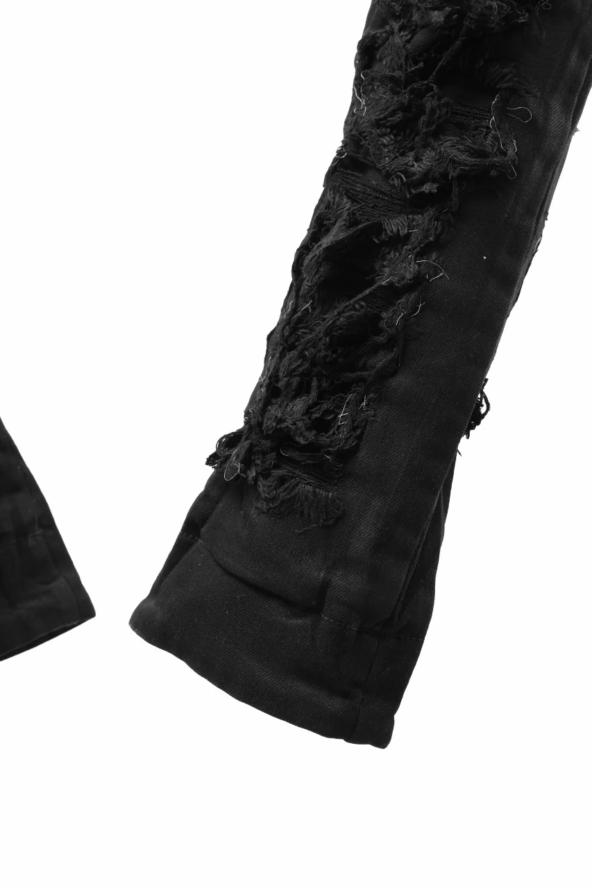 A.F ARTEFACT DISTRESSED SARROUEL SKINNY PANTS / COATING STRETCH DENIM (BLACK) - Image 8