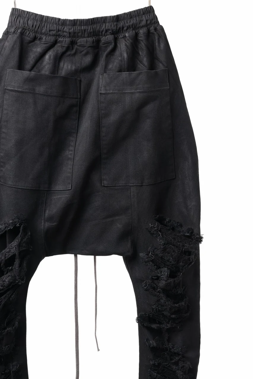 A.F ARTEFACT DISTRESSED SARROUEL SKINNY PANTS / COATING STRETCH DENIM (BLACK) - Image 9