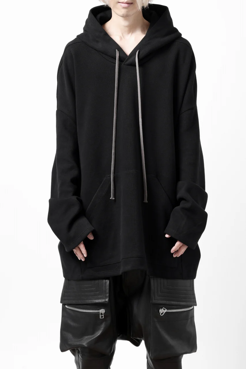 A.F ARTEFACT DOLMAN HOODIE PULLOVER / COPE KNIT JERSEY (BLACK) - Image 3