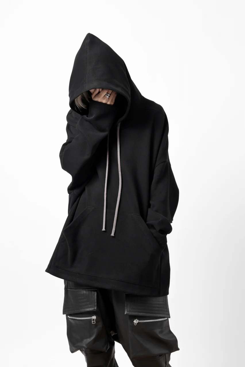 A.F ARTEFACT DOLMAN HOODIE PULLOVER / COPE KNIT JERSEY (BLACK) - Image 7
