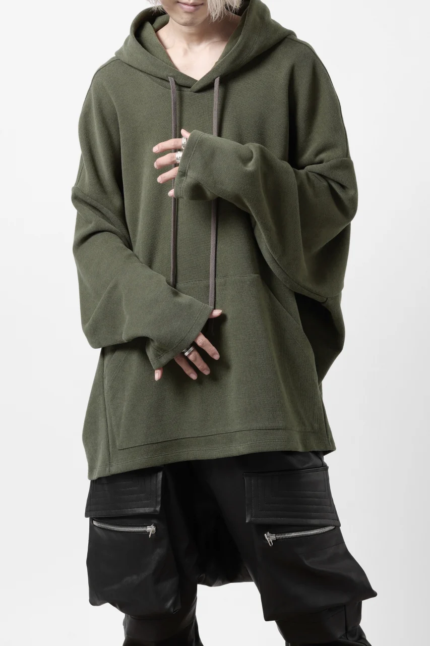 A.F ARTEFACT DOLMAN HOODIE PULLOVER / COPE KNIT JERSEY (KHAKI) - Image 3