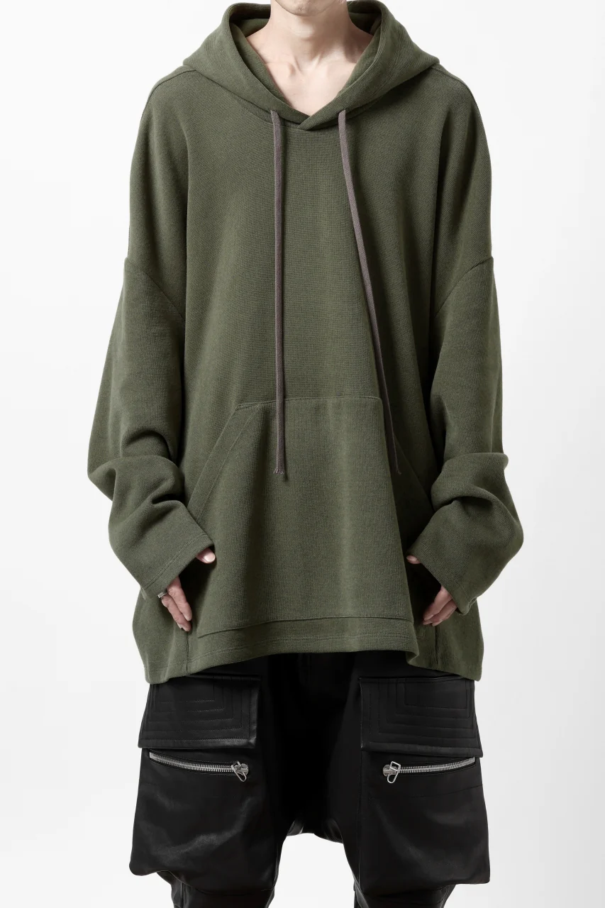 A.F ARTEFACT DOLMAN HOODIE PULLOVER / COPE KNIT JERSEY (KHAKI) - Image 4